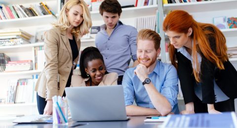 Business coworkers consulting in office