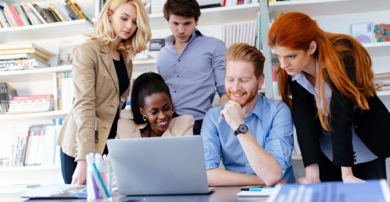 Business coworkers consulting in office