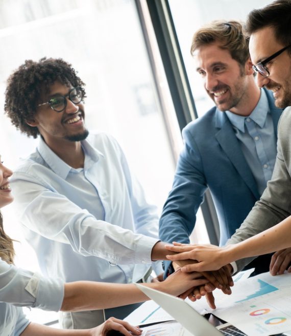 Collaboration and analysis by business people working in office